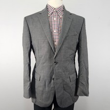JOS A BANK Traveler Men's Sport Coat Blazer Two Button Gray Solid Wool Size 42R