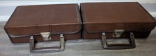VTG Small 12 CASSETTE TAPE CARRING CASE - Brown Faux Leather Suitcase Lot of 2