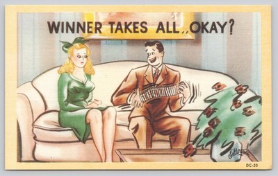 Vintage Humorous Cartoon Postcard Winner Takes All Accordion Chettos DC-20