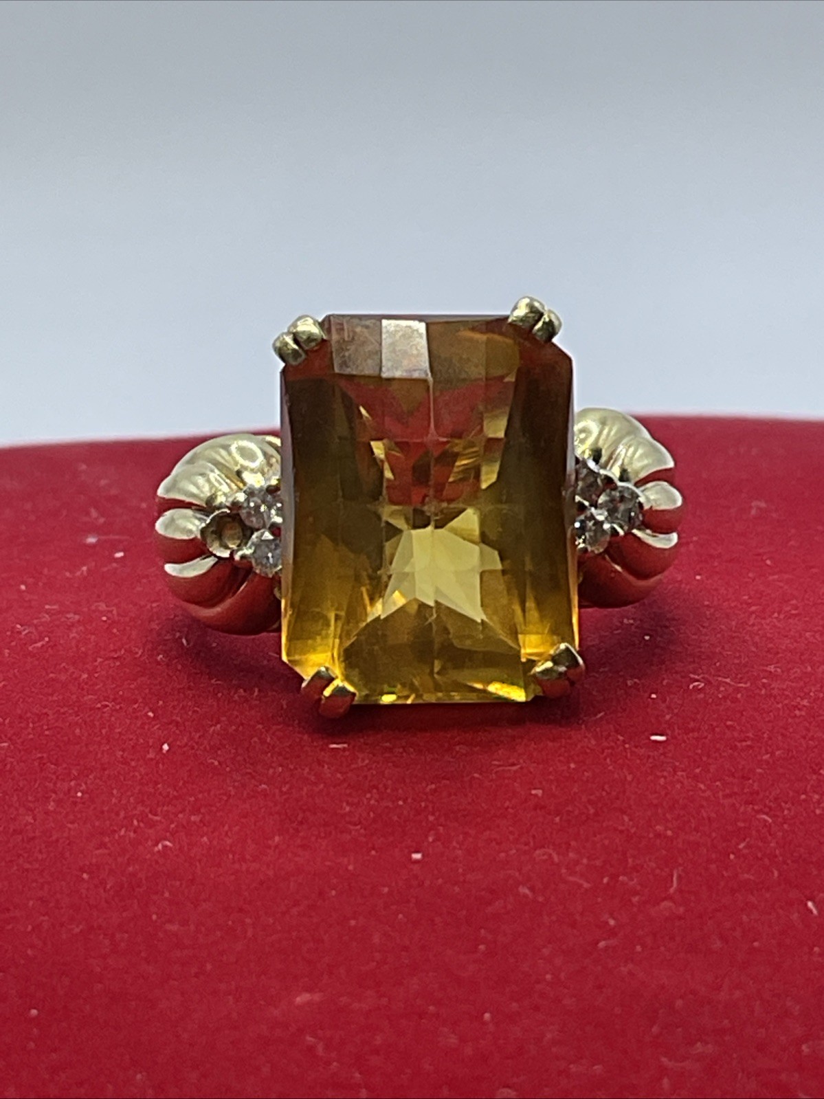 COCKTAIL Ring Solid 12K Yellow Gold Checkerboard … - image 18