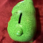 Vintage Chalkware Lime Green Piggy Bank Painted Flowers Made in Tawain Kitschy — photo 5