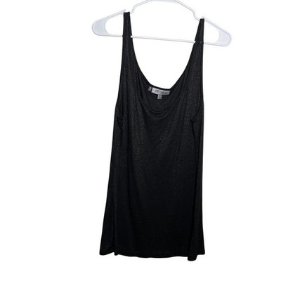Jennifer Lopez JLO Tank Top Women's Large Black Metallic Scoop Basic Shirt