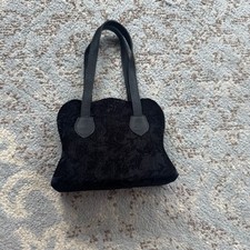 Vintage Velvet Floral Handheld Purse Black