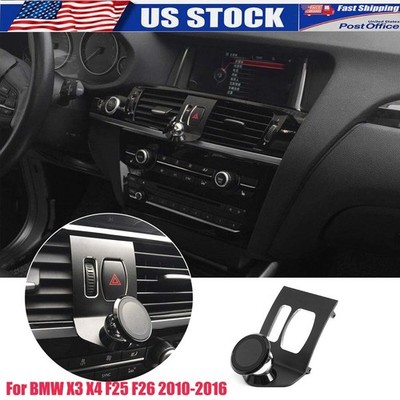 Black Alloy 360-Degree Rotary Cell Phone Holder For BMW X3 X4 F25 F26 2010-2016