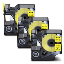 3PK 19mm Black on Yellow IND Vinyl Label Tape 18433 for DYMO Rhino 4200 5200
