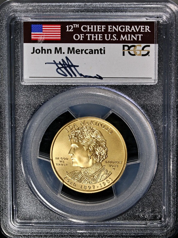 2013-W First Spouse Gold $10 Ida McKinley PCGS MS69 Mercanti Signature Label - Image 3 of 4