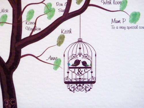 LARGE PERSONALISED WEDDING FINGERPRINT TREE, GREAT ALTERNATIVE TO GUEST BOOKS - Picture 4 of 6