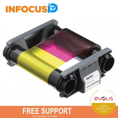 Evolis R5F024NAA YMCKO Full Colour Ribbon W/ Overlay Panel 100 Prints for Apteo