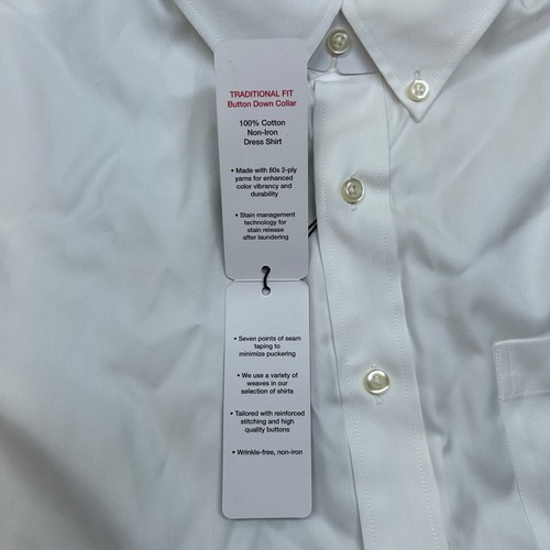 Kirkland Signature Dress Shirt Mens Medium 16.5x35 White Non-Iron NEW - Picture 5 of 8