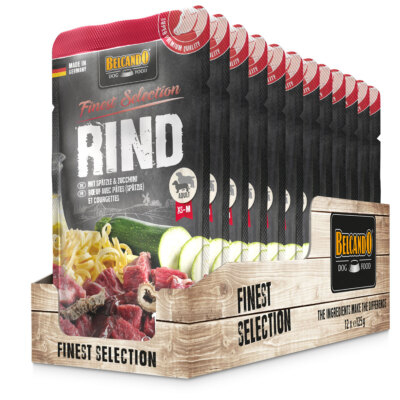 12 x 125 g Belcando Rind & Spätzle mit Zucchini Nassfutter Beef Hundefutter Hund