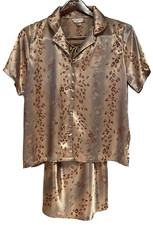Inner Most 2 Piece Satin Pajama Set Top and Nightgown Animal Print Size L