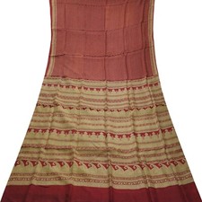 Vintage Red Sarees 100 Pure Silk Printed Indian Sari 6YD Soft Craft Fabric