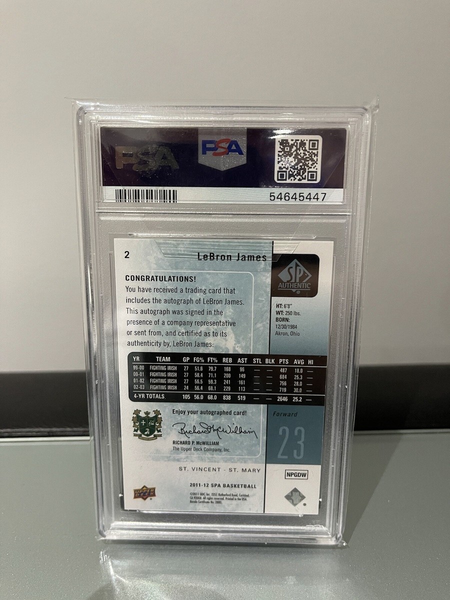 Lebron James 2011-12 SP Authentic Autograph PSA GEM MT 10/AUTO 10