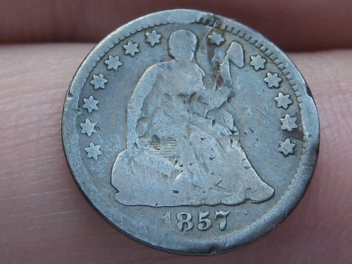 1857 P Seated Liberty Half Dime- Philadelphia, VG Details
