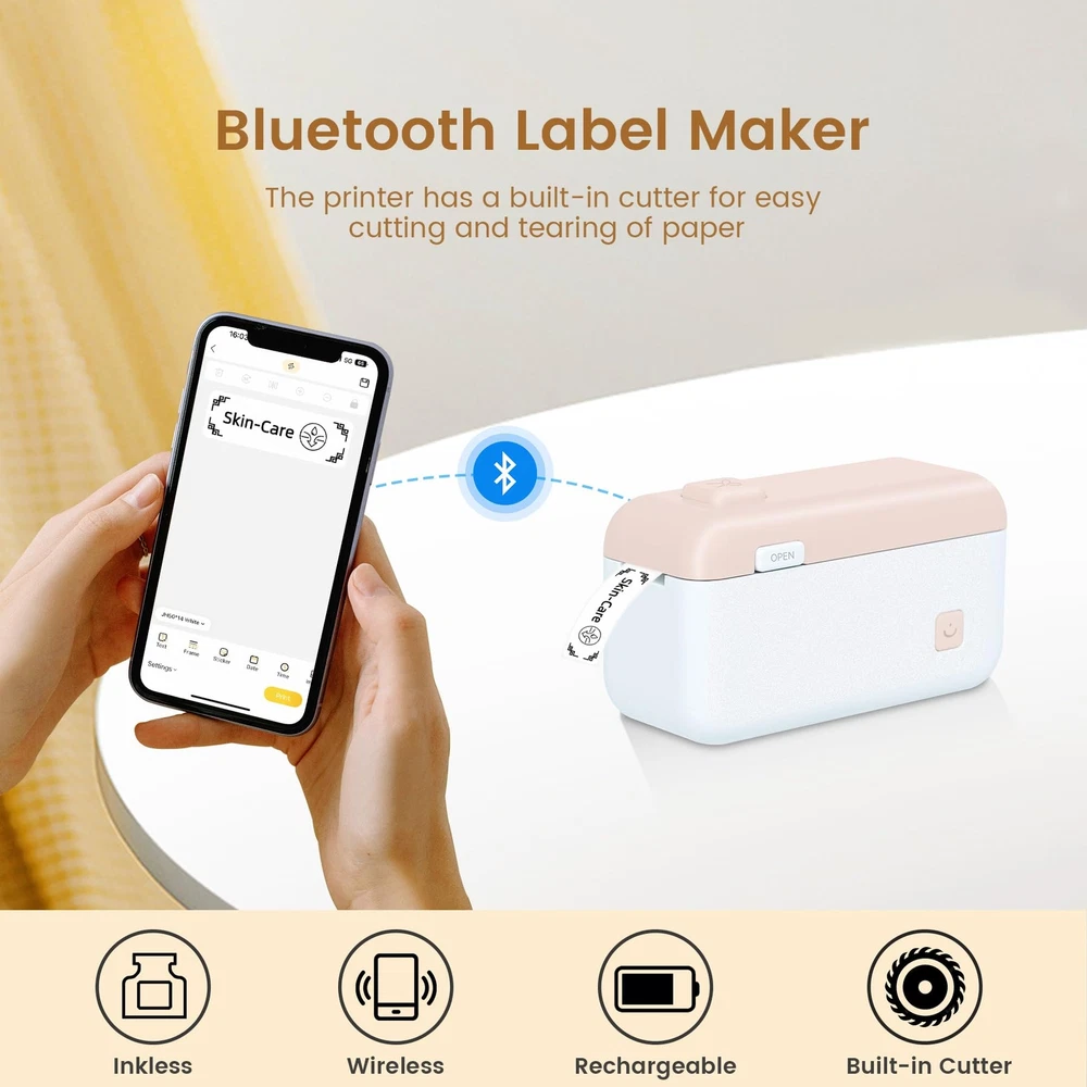 Portable Label Maker Machine HP4 with Built-in Cutter and Tape