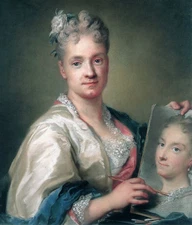 oil painting  handpainted on canvas "artist holding a portrait of her sister"