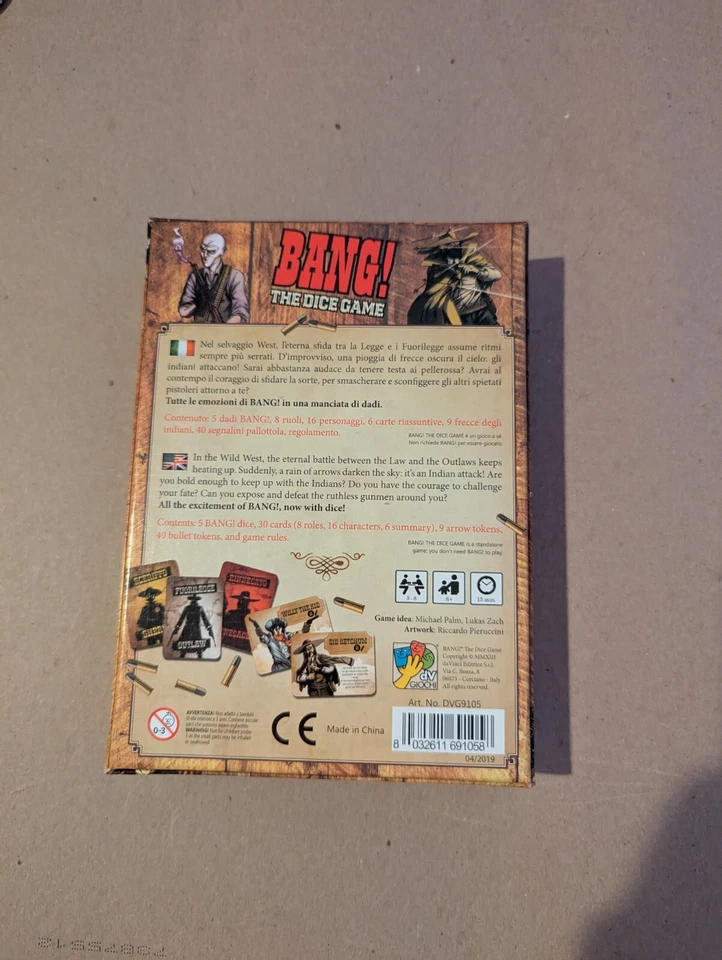💥 Bang! The Dice Card Game (daVinci 2019) Wild West Outlaw Sheriff New Open Box - Image 2 of 4