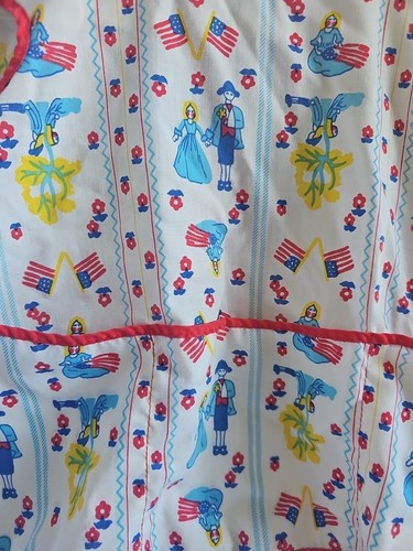 Vintage 60's Handmade Child’s Art Play Smock Apron Americana Theme Tie In Back - Picture 4 of 8
