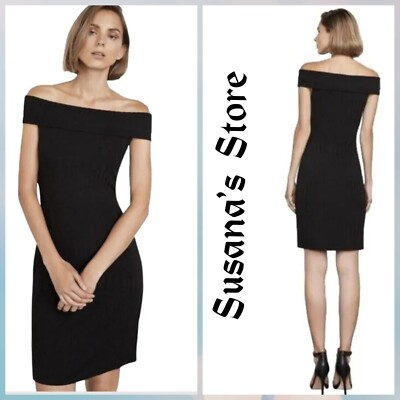 bcbg black off the shoulder dress Asymmetrical Off Shoulder Dress