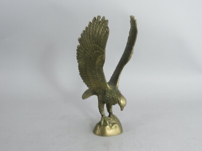 Cast Brass Eagle Figurine Paperweight 7'' Tall