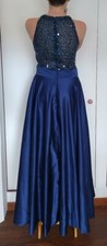 Abi Prom Hochzeit Kleid 38 M 167-170 cm lang maxi blau einmal benutzt ohne Armel