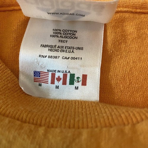 VTG Adidas T Shirt Youth M Orange Graphic Print Logo Spellout Made In USA 90s - Picture 9 of 9