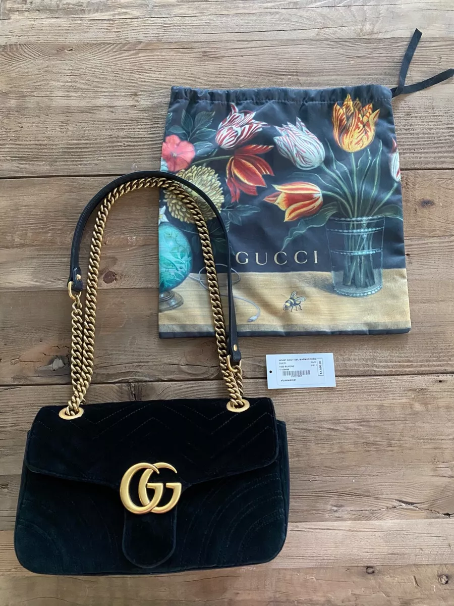 Gucci - GG Marmont Black Leather Flap Small Shoulder Bag