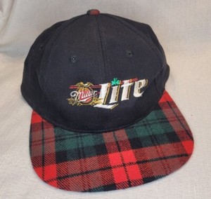 Vintage 1990's Miller " Lite of the Irish " Plaid Beer Trucker Snapback Hat