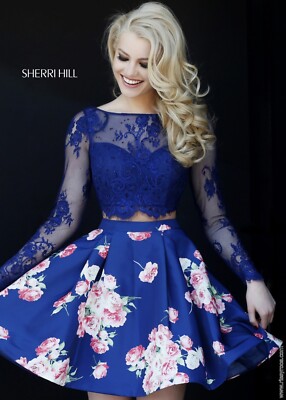 blue two piece sherri hill dress Sherri Hill 53503 2 / Fuchsia