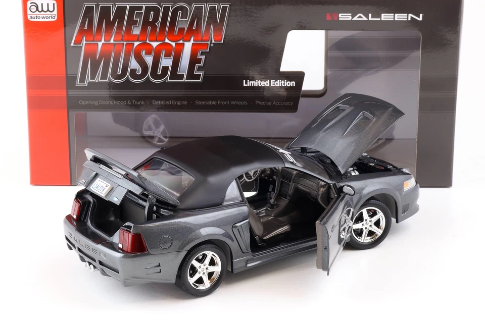 1:18 Auto World 2003 Saleen Mustang S281 SC Speedster Grigio Scuro - Immagine 4 di 4