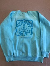 San Francisco California Sweatshirt Adult Large Bright Blue Crew Puff Logo