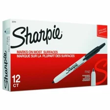 Sharpie 32701 Retractable Permanent Markers, Fine Point, Black, 12 Count