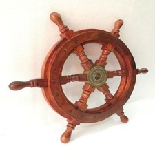 NAUTISCHES VINTAGE BOOT SCHIFFE 24 ZOLL LENKUNG GESCHENK PIRAT HOLZ WAND RAD ...