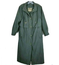 Fleet Street Hunter Green Coat Womens 12 L Long Trench Rain Jacket Lined Maxi