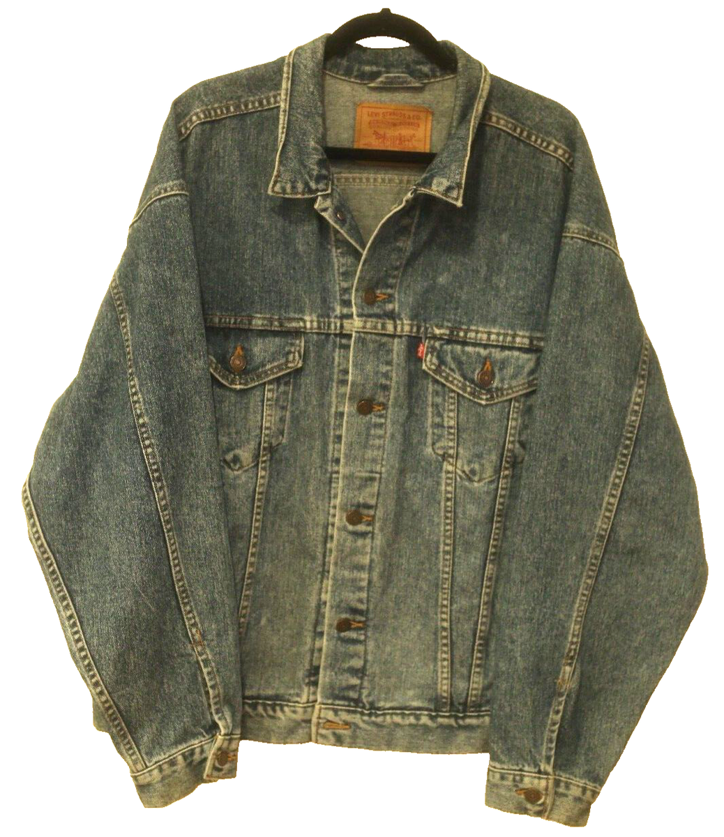 90s usa製 levi's denim jacket XL leather Vintage 90s Levi's Men's Size XL Denim Jean Jacket Trucker