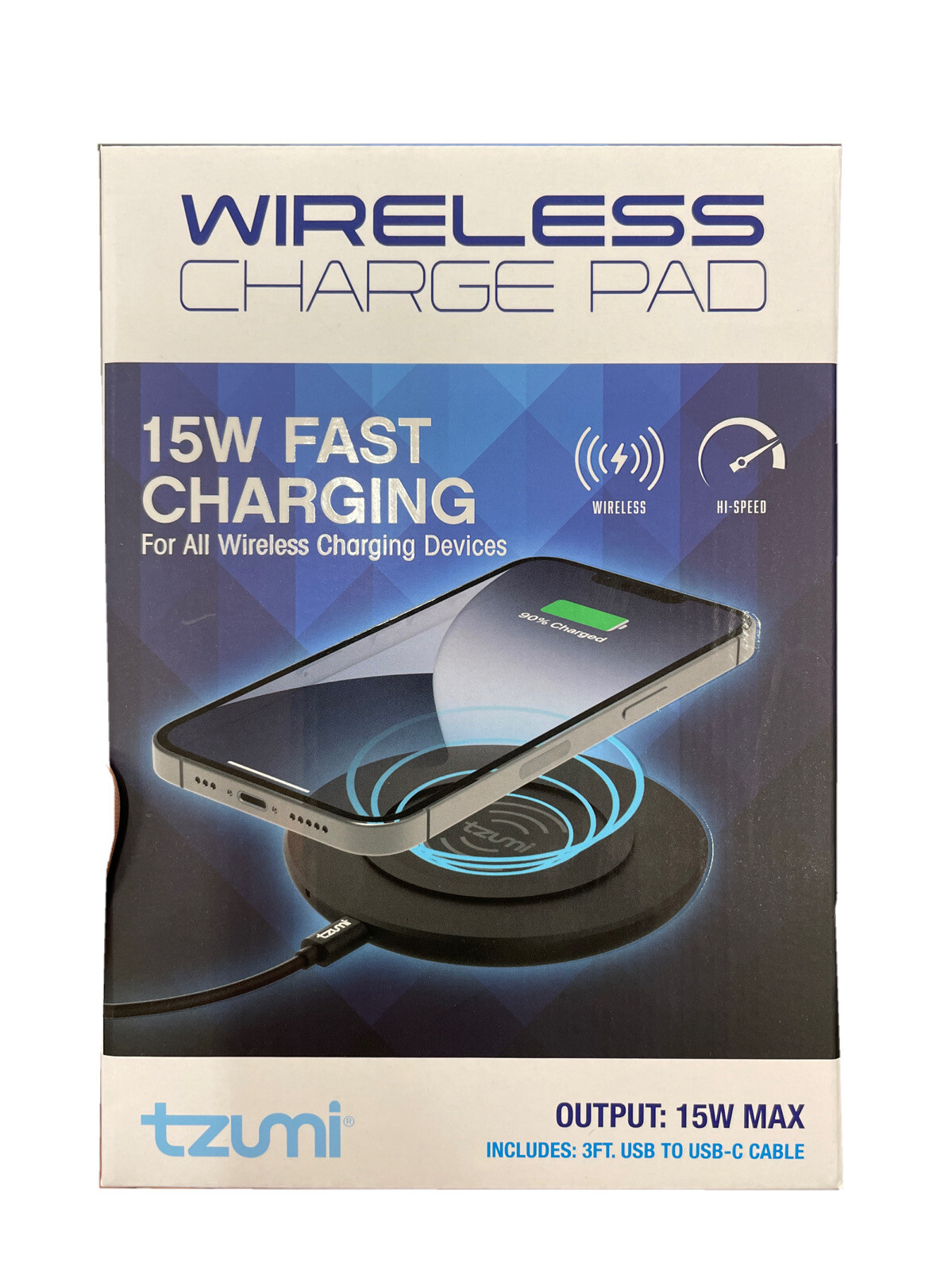 Tzumi Wireless Charge Pad Fast Charging for QI Enabled Devices Up to 15