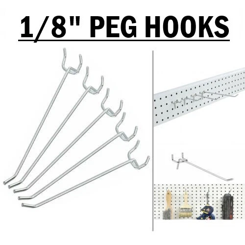 250 PACK) HB8 8 Inch Heavy Duty All Metal Peg Hooks : .225 Diameter