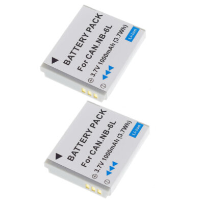 2X NB-6L Battery for Canon PowerShot D10, D20, D30, ELPH 500 HS, S90, S95  S120