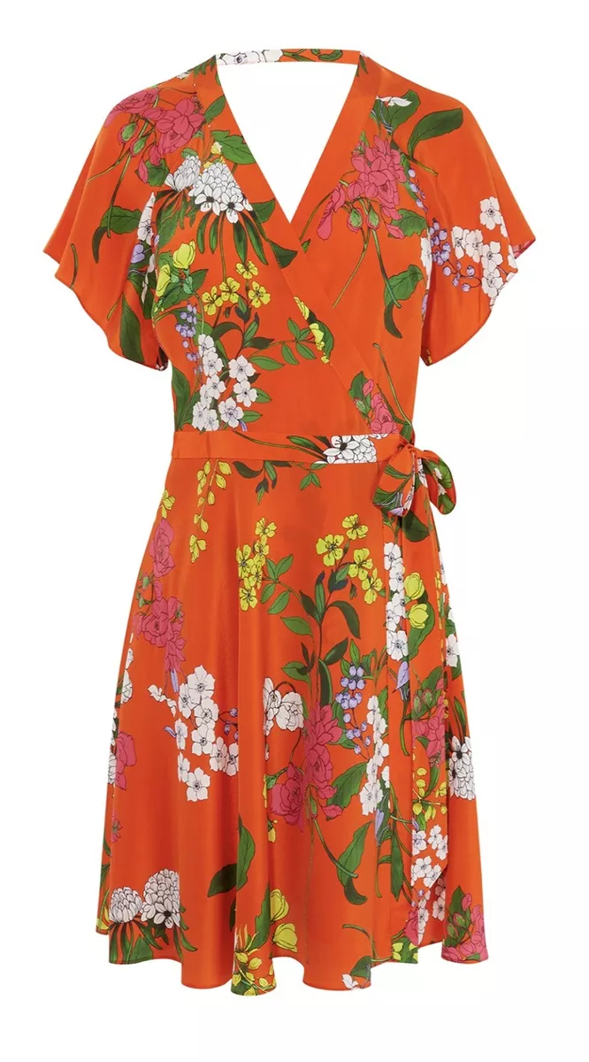 Karen millen orange floral clearance dress