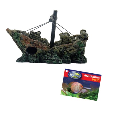 Aqua Nova Bootswrack Schiffswrack 12x5,5x10cm - Aquarium Deko Nano Schiff Boot