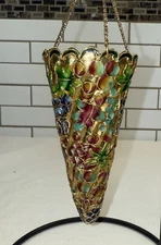 Cloisonne Hanging Cone Vase Fruit Design with Scalloped Edge