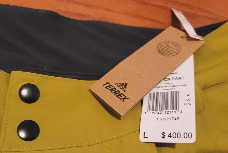 NUEVO CON ETIQUETAS NUEVO Adidas Para hombres TERREX 3 Capas PCN Esquí Alpino Nieve Pantalones Pulso Oliva $400 L Foto 3 de 4