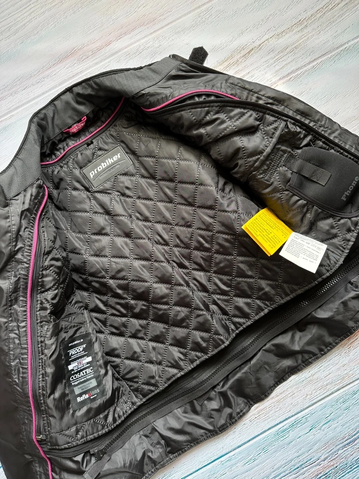 Probiker Lausanne II Ladies Textile Motorcycle Jacket Black/Grey/Pink Size 36 - Image 4 of 4