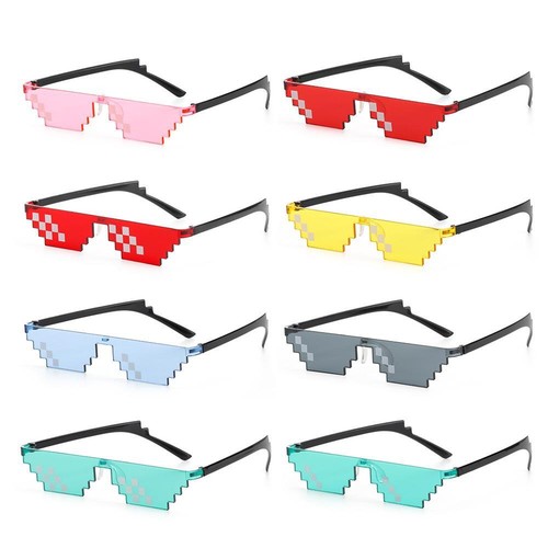 & Women Pixelated Mosaic Glasses Party Glasses Shades Gamer Robot Sunglasses - Picture 4 of 20