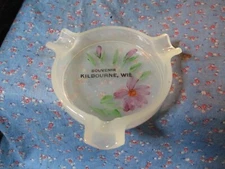 Old Clambroth Ashtray Souvenir Kilbourne Wis Hand Painted  Light Edge Roughness