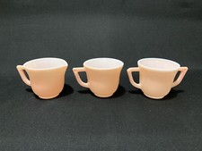 Vintage Hazel Atlas Moderntone Pastel Pink Kids 3pc Teacup Set