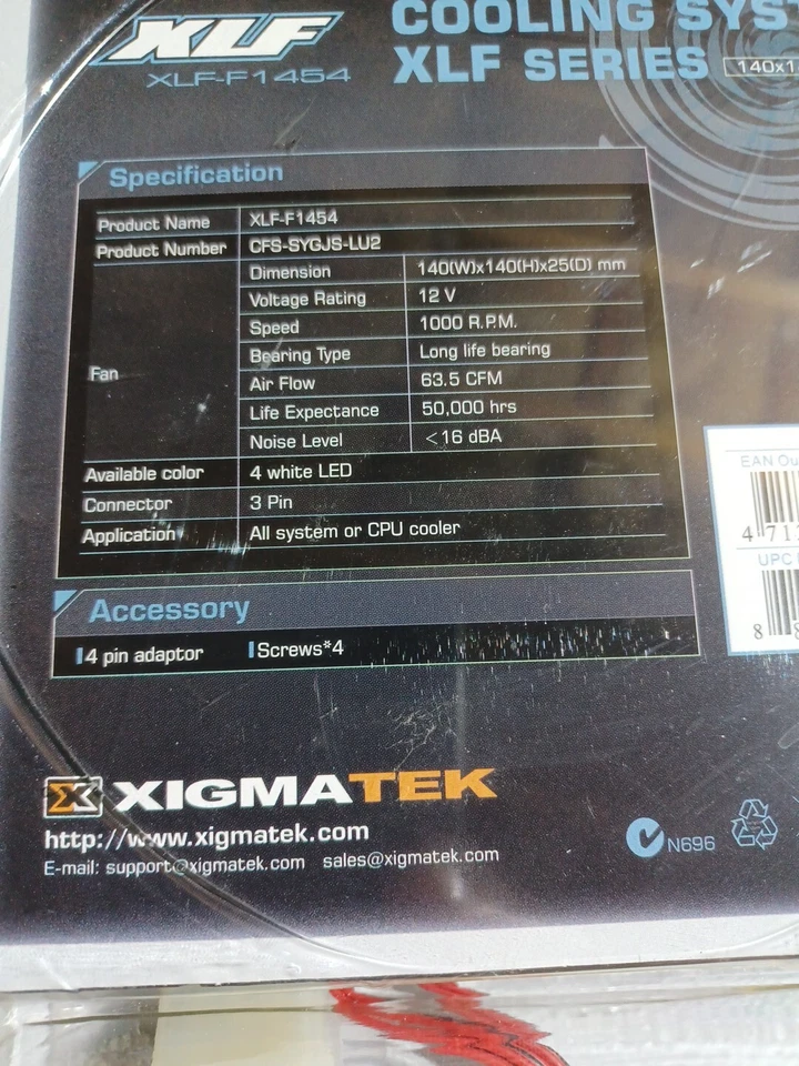 Xigmatek XLF-F1454 Computer Fan For Case Or CPU 140mm X 140mm, 1000 RPM, LED - Image 3 of 4