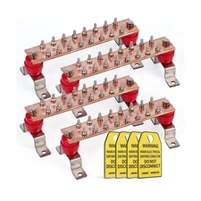 4 Pack -Thick .25" x 2" x 10" Copper Ground Bar Kit, with 1/4'' x 16 Terminal...