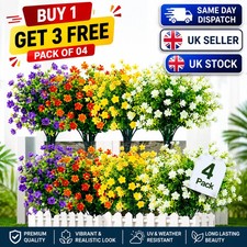 4X Artificial Plants Fake Flowers In/Outdoor For Garden Porch Window Box Plants
