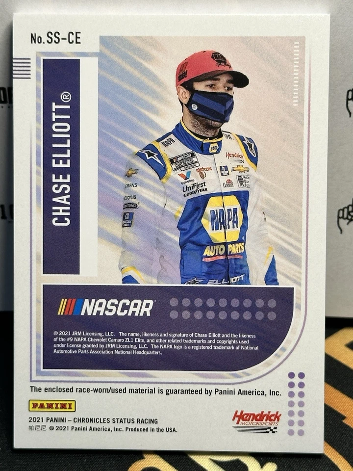 Chase Elliott 2021 Panini Chronicles Racing NASCAR Status Swatches Relic CE - Image 2 of 2